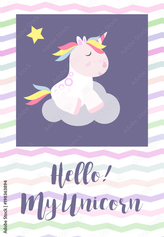 Cute unicorn cards magic baby vector Cute unicorn cards magic baby vector