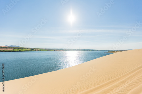 Fototapeta Naklejka Na Ścianę i Meble -  White sand dune in Mui Ne, Vietnam, Popular tourist attraction, Travel