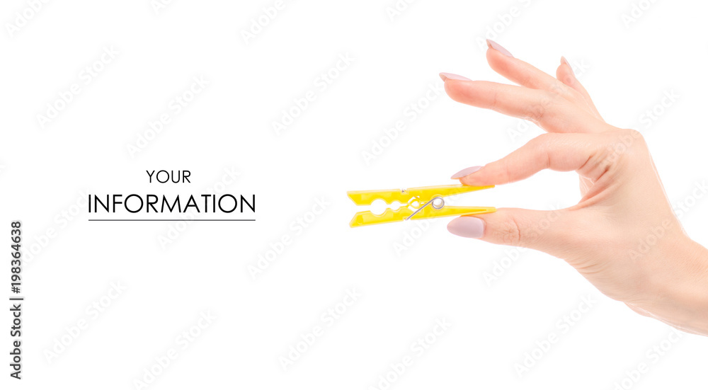 Clothespin in female hands pattern Clothespin in female hands pattern