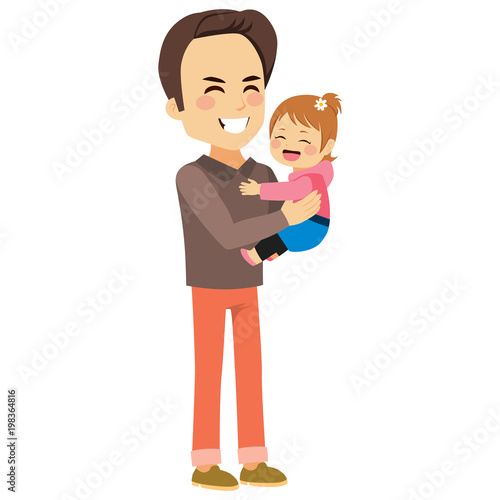 Young father holding cute c...