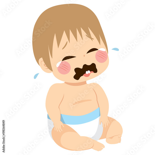 Cute little baby boy crying...