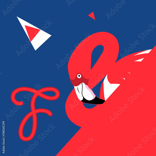 Vector poster of a red flamingo © tanor27