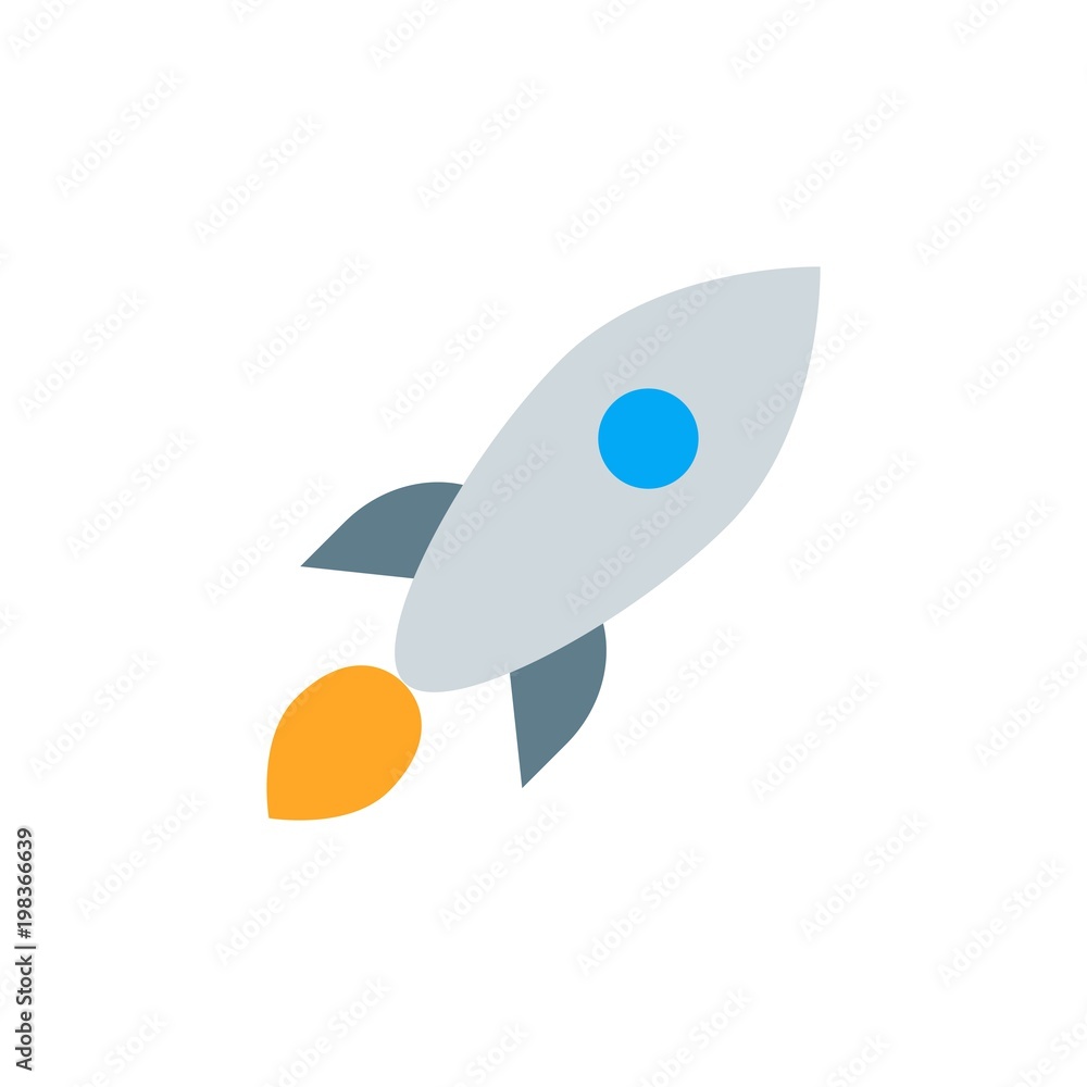 Obraz premium flying rocket flat vector icon. Modern simple isolated sign. Pixel perfect vector illustration for logo, website, mobile app and other designs