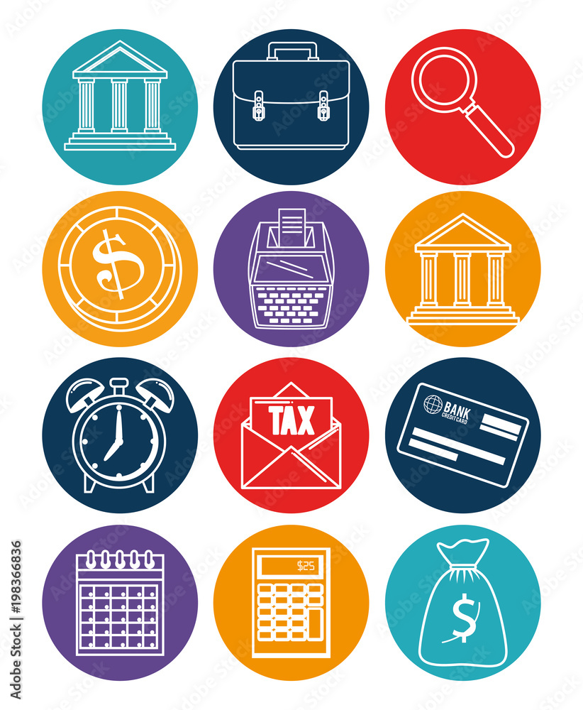 tax day time set icons tax day time set icons