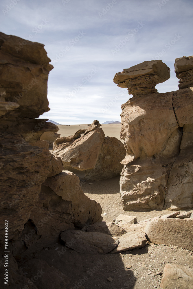 Rock formations of Dali desert in Bolivia
