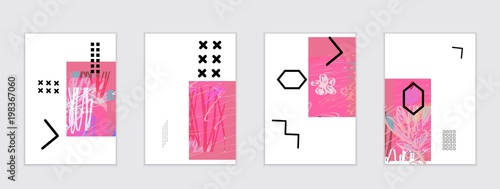 Set of artistic abstract universal card templates