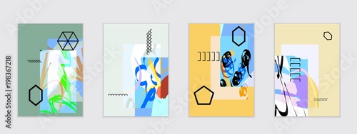 Set of artistic abstract universal card templates