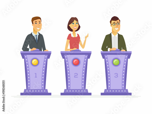 Game show players - cartoon people character isolated illustration