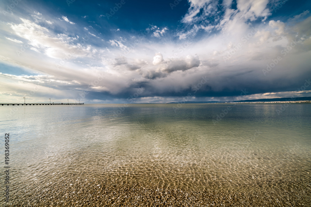 Dramatic Blue Sky and Clouds over the Ocean