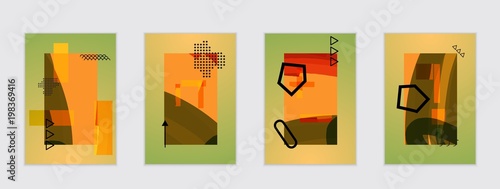 Set of artistic abstract universal card templates