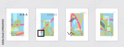 Set of artistic abstract universal card templates