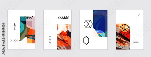 Set of artistic abstract universal card templates