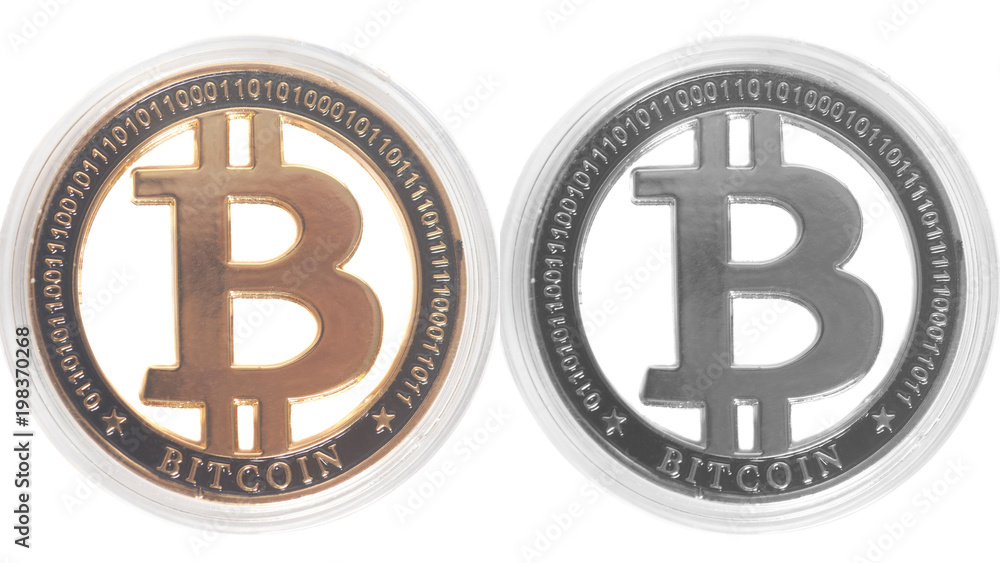 Silver and Golden Bitcoin Crypto Currency Silver and Golden Bitcoin Crypto Currency