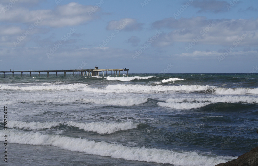 Ocean Beach pier on a windy day