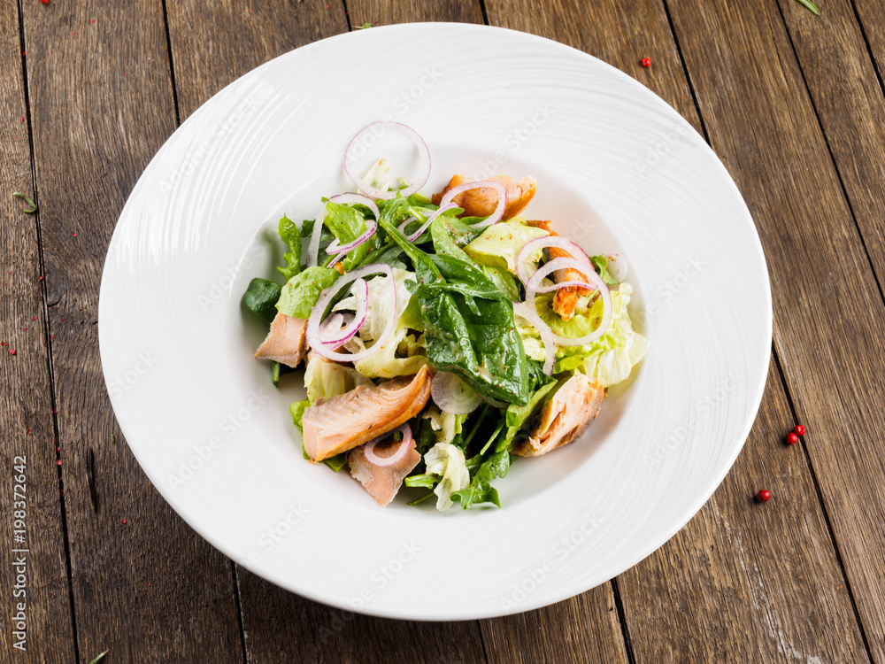 Salad with smoked Amur salmon Salad with smoked Amur salmon