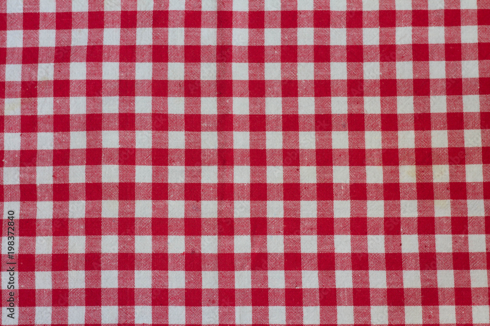 texture of cotton checkered white-red fabric texture of cotton checkered white-red fabric