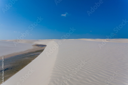 White sand dunes panorama from Lencois Maranhenses National Park  Brazil.