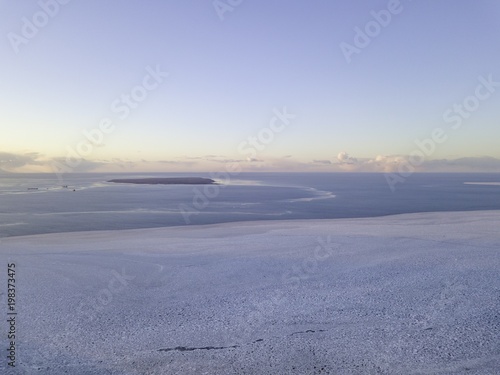 Aerial view of frozen Baltic Sea