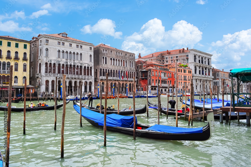 Gondolas on Grand canal, Venice, Italy