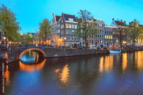 Amsterdam Canals at dusk, Netherlands	