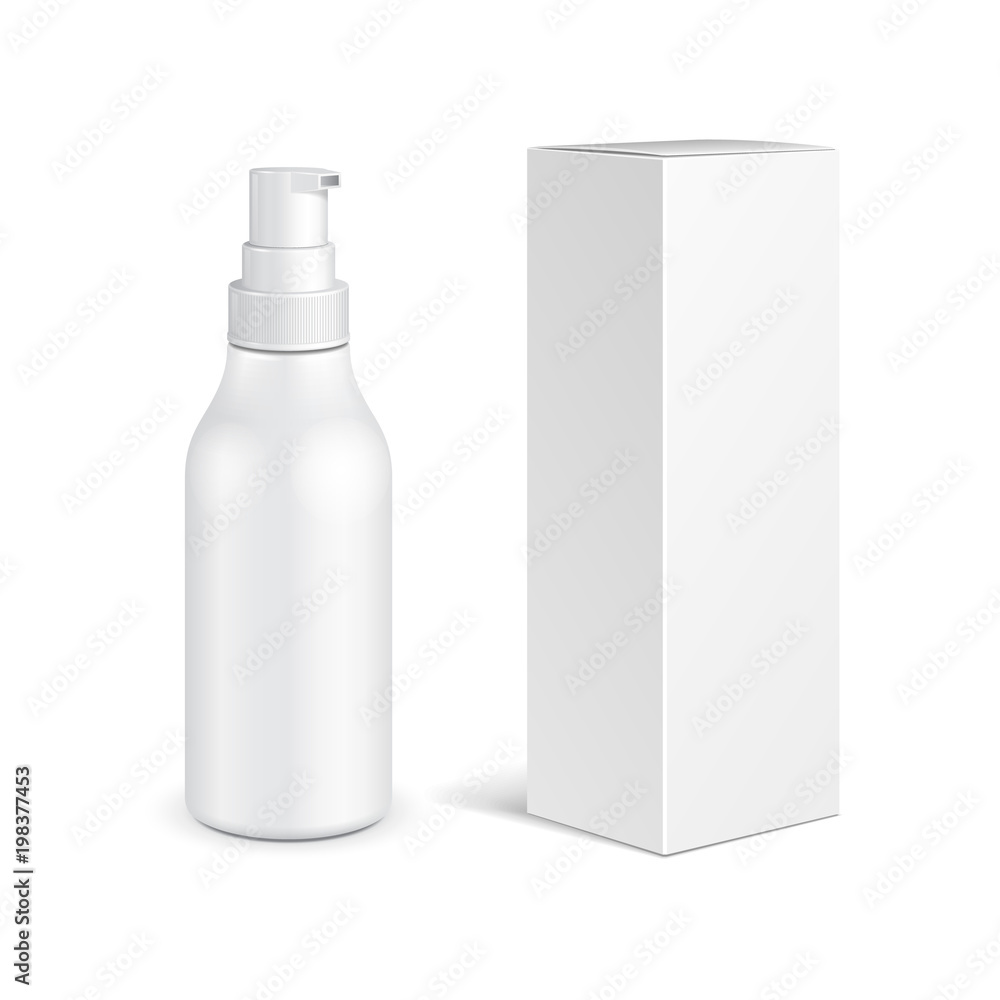 Cosmetic, Hygiene, Medical Grayscale Plastic Bottle Of Gel, Liquid Soap, Lotion, Cream, Shampoo With Box. Mock Up Ready For Your Design. Illustration Isolated On White Background. Vector EPS10 Cosmetic, Hygiene, Medical Grayscale Plastic Bottle Of Gel, Liquid Soap, Lotion, Cream, Shampoo With Box. Mock Up Ready For Your Design. Illustration Isolated On White Background. Vector EPS10