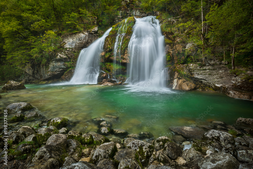 The Virje waterfall in Bovec, Slovenia.
