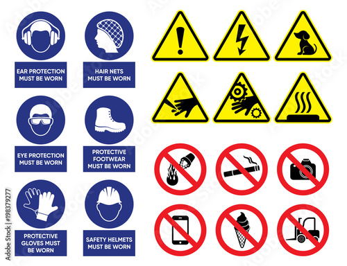 Vector health and safety signs