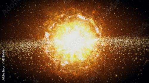 Billede på lærred The birth of the solar system in space, a big bang 3d illustration
