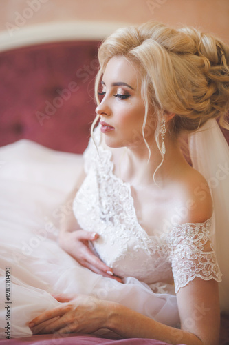 Closeup portrait of a beautiful young bride
