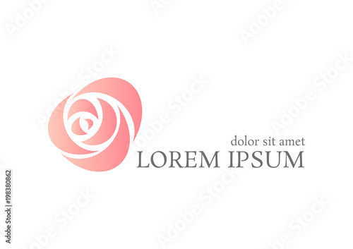rose vector logo design template, minimal petal beauty icon, salon floral abstract sign, vector illustration