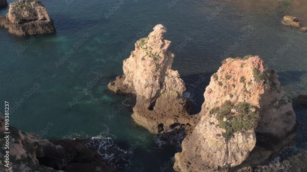 Aerial view of cliffs in the water Aerial view of cliffs in the water