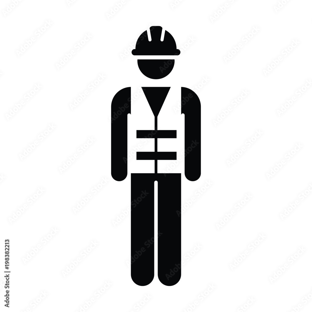 Worker Icon Vector Male Service Person of Building Construction Workman With Hardhat Helmet and Jacket in Glyph Pictogram Symbol illustration Worker Icon Vector Male Service Person of Building Construction Workman With Hardhat Helmet and Jacket in Glyph Pictogram Symbol illustration