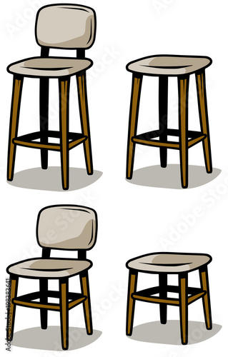 Cartoon wooden chairs vector icon set