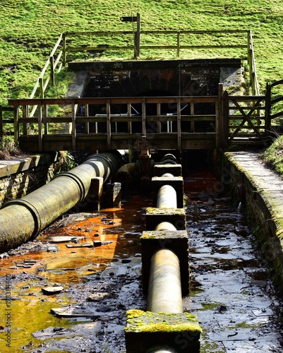 The reservoir supply pipes in sunshine photo