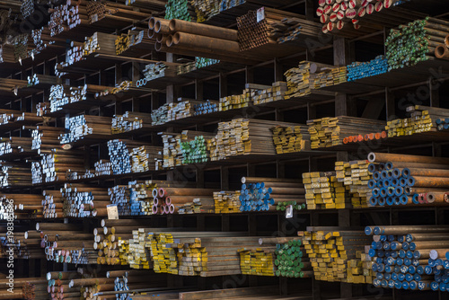 Wallpaper Mural Stacked steels in metal warehouse Torontodigital.ca