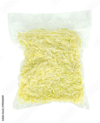 Cabbage chopped in vacuum bag