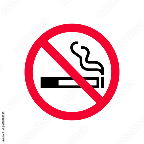 Red prohibition no smoking sign. Forbidden sign don't smoke. Do not smoke sign