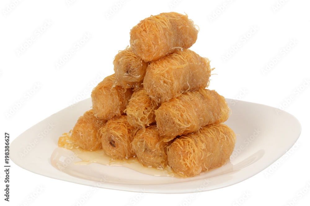 Traditional oriental dessert baklava with syrup