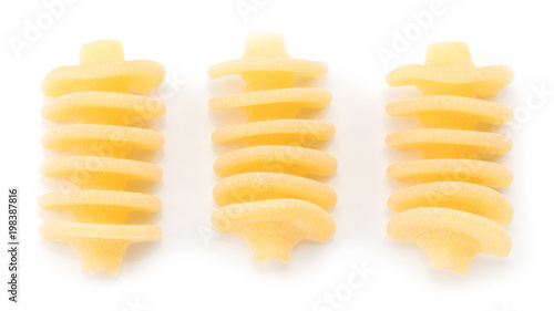 Group of macaroni pasta on white background photo