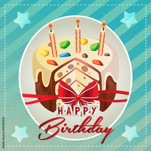 happy birthday card with cute sprinkles tart