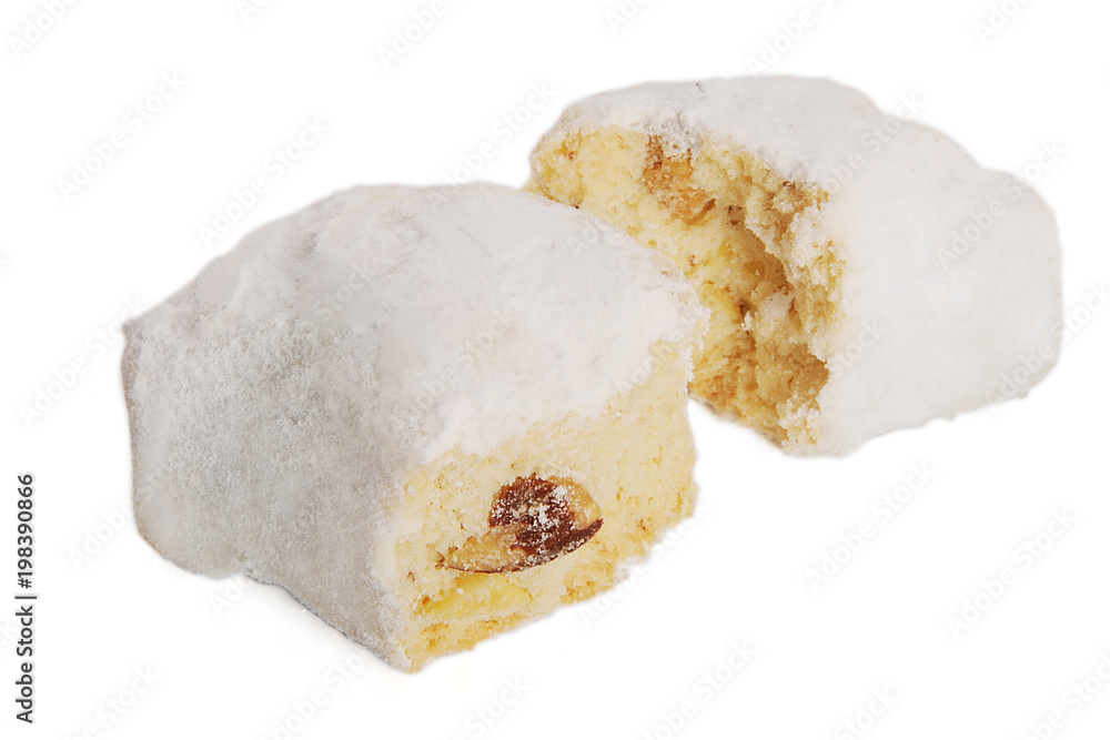 Moon shape cookies with powdered sugar Moon shape cookies with powdered sugar
