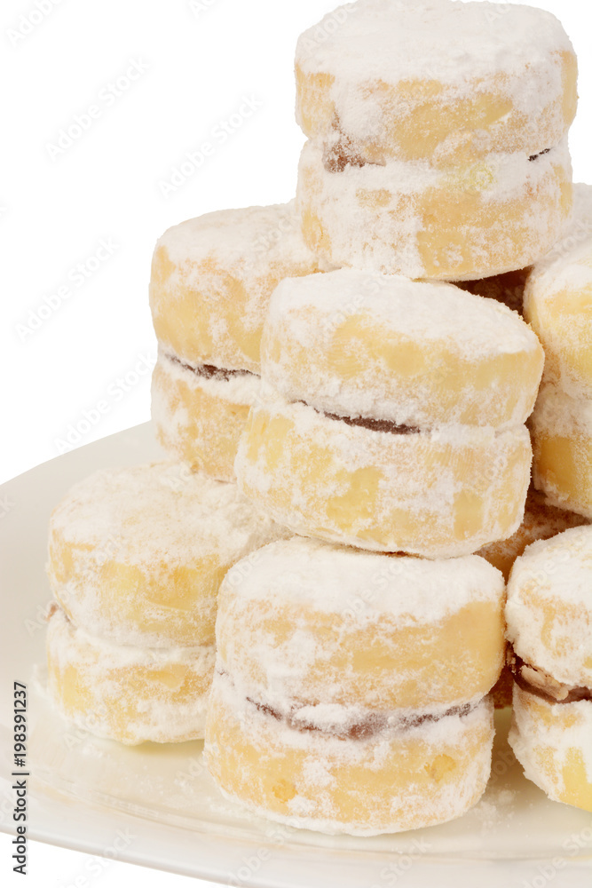 Sandwich cookies with powdered sugar