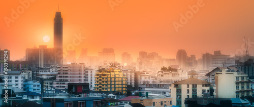 Sunset cityscape with skyscrapers Bangkok