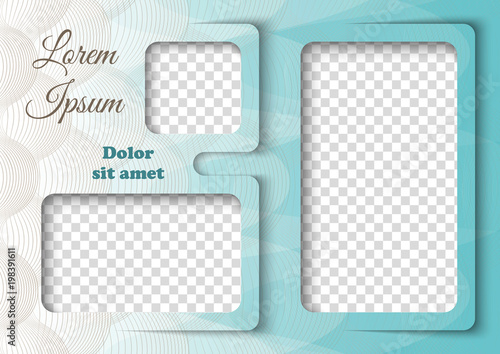 Template for photo collage in modern style. Family photo album. Frames for clipping masks is in the vector file