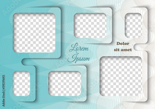 Template for photo collage in modern style. Family photo album. Frames for clipping masks is in the vector file