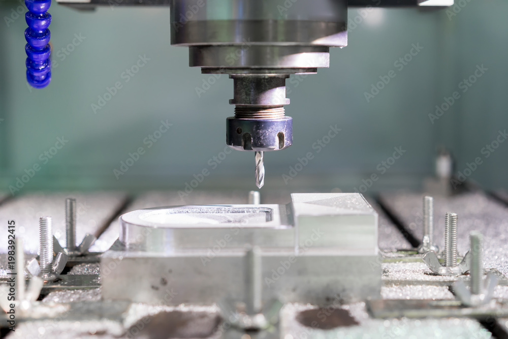 High precision CNC machining center working, operator machining automotive sample part process High precision CNC machining center working, operator machining automotive sample part process