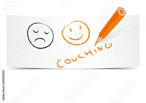 couching - Banner mit Smileys und orangenem Stift