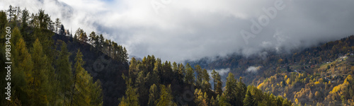 Panorama of typical autumn mountain landscape in the Valais
