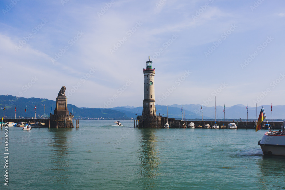 Streets of Lindau, is a town and an island on the eastern german side of Lake Constance, Bodensee, Bavaria, Germany