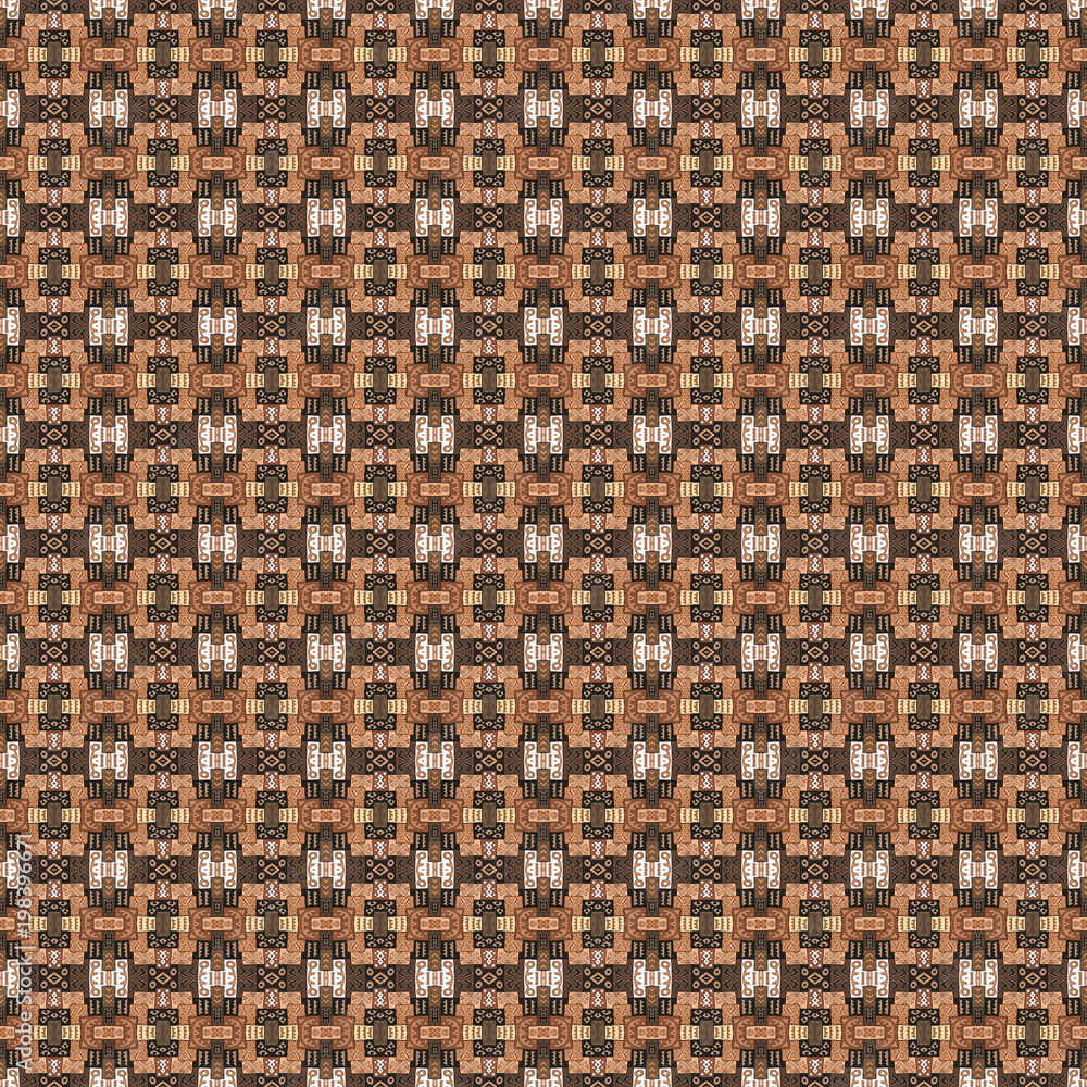 Ethnic pattern in the style of African tribes, Australians, American Indians. Seamless background for print on fabric Ethnic pattern in the style of African tribes, Australians, American Indians. Seamless background for print on fabric